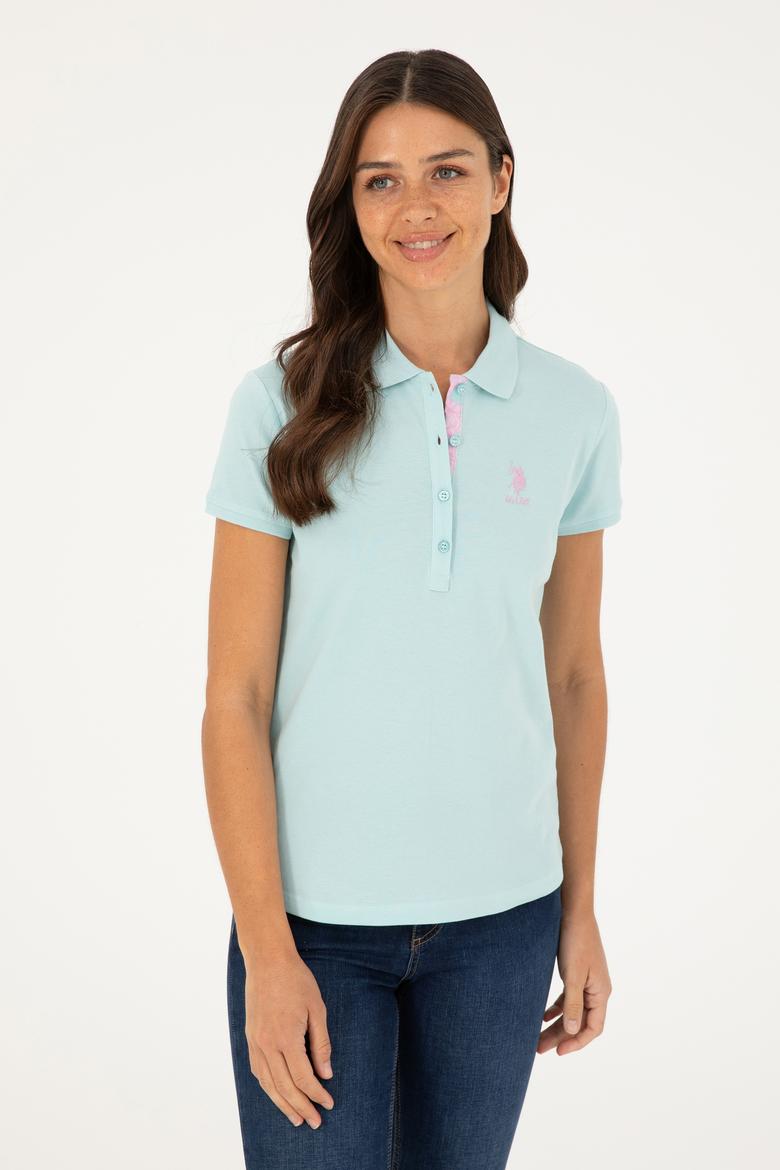 Kadın Su Yeşili Basic Polo Yaka Tişört - 50280060076