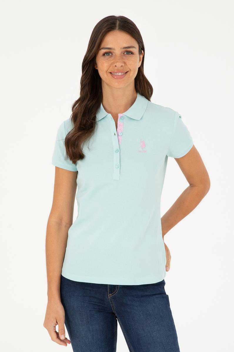 Kadın Su Yeşili Basic Polo Yaka Tişört