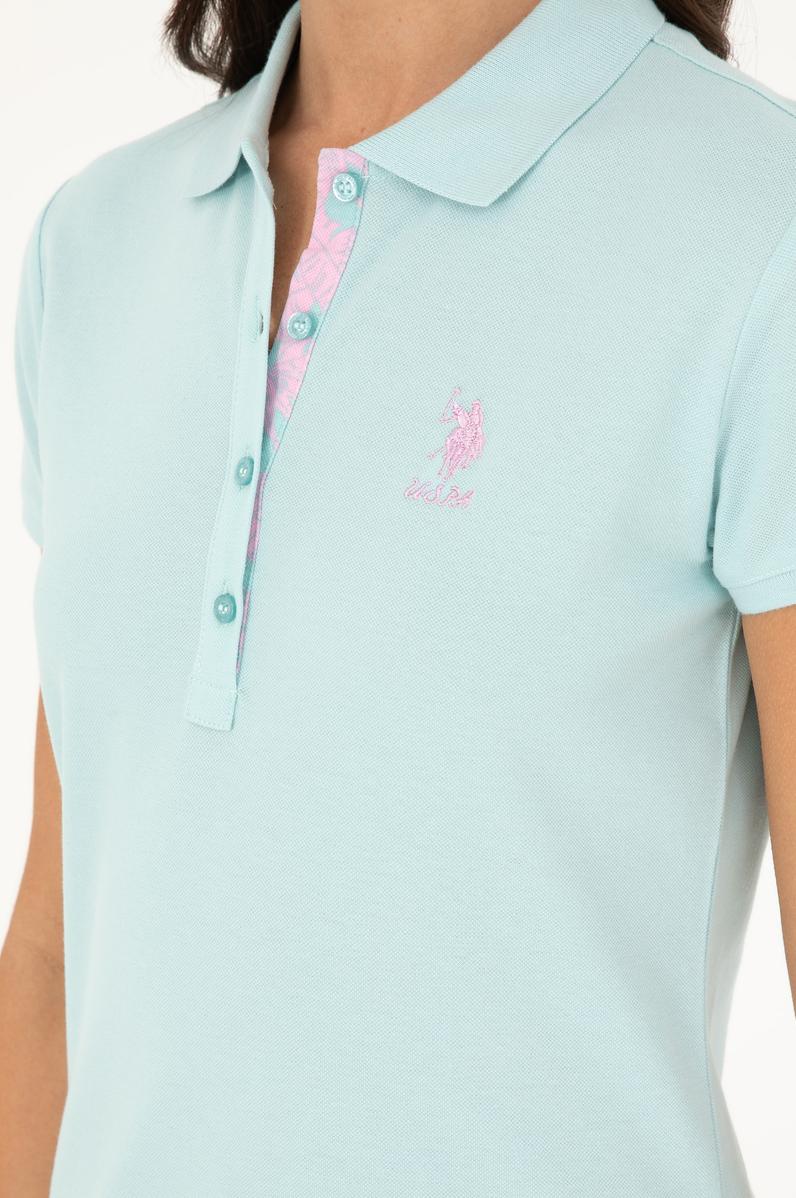 Kadın Su Yeşili Basic Polo Yaka Tişört