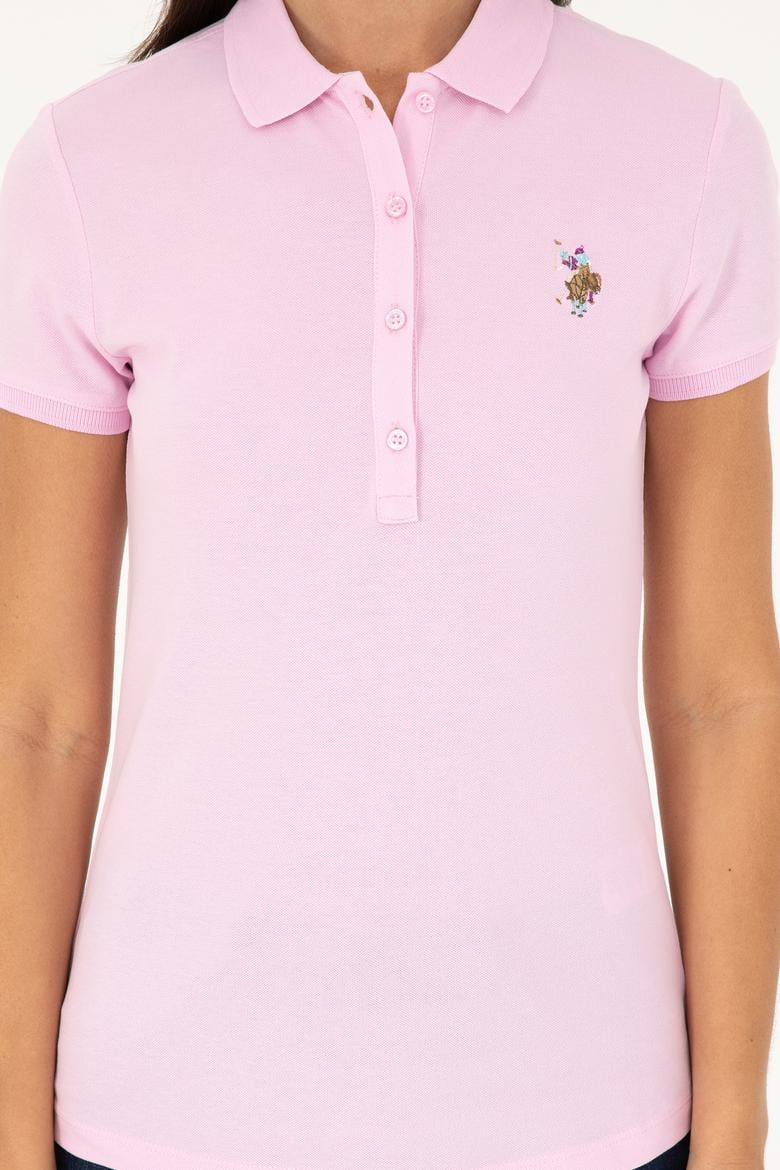 Kadın Pembe Polo Yaka Tişört - 50280067039