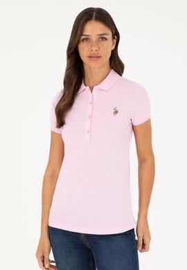 Kadın Pembe Polo Yaka Tişört - 50280067039