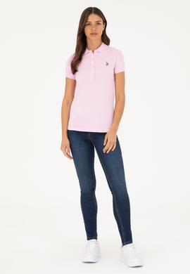 Kadın Pembe Polo Yaka Tişört - 50280067039