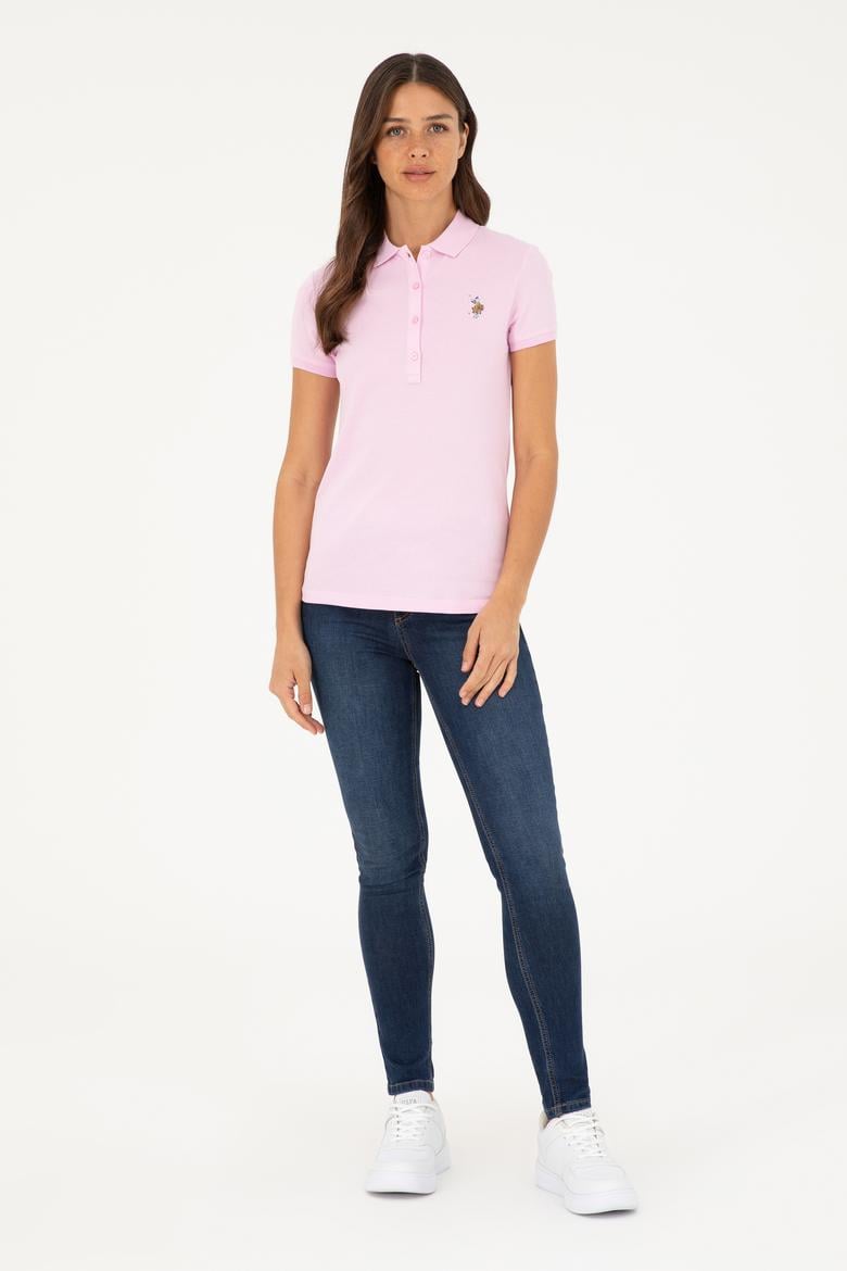 Kadın Pembe Polo Yaka Tişört - 50280067039