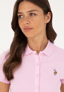 Kadın Pembe Polo Yaka Tişört - 50280067039