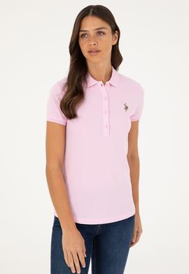Kadın Pembe Polo Yaka Tişört - 50280067039
