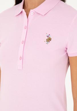 Kadın Pembe Polo Yaka Tişört - 50280067039
