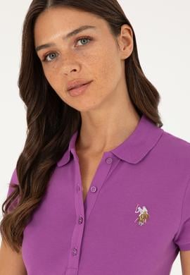 Kadın Mor Polo Yaka Tişört - 50280067146