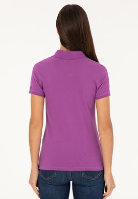 Kadın Mor Polo Yaka Tişört - 50280067146
