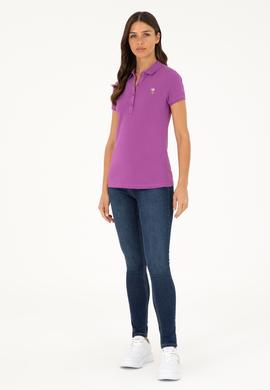 Kadın Mor Polo Yaka Tişört - 50280067146