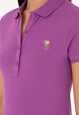 Kadın Mor Polo Yaka Tişört - 50280067146