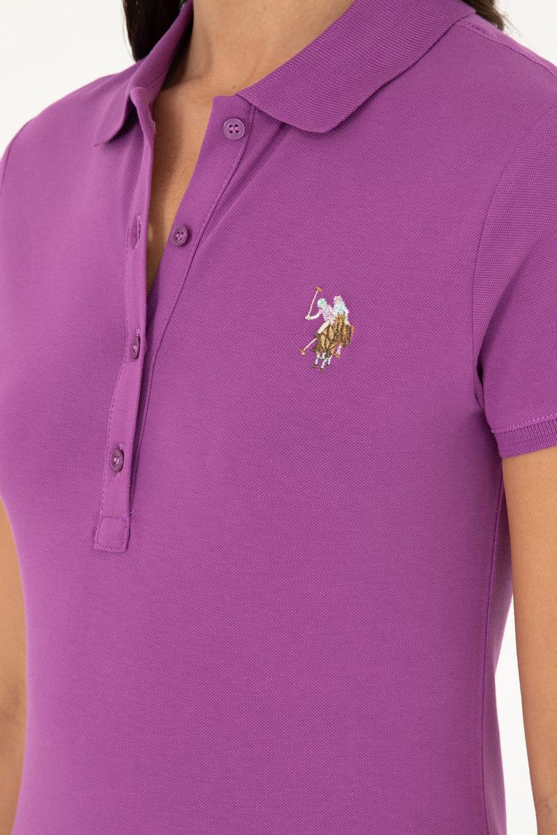 Kadın Mor Polo Yaka Tişört - 50280067146