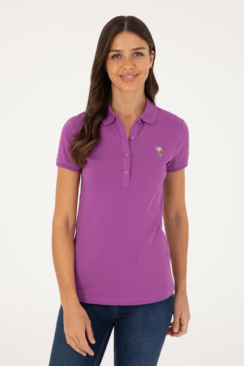 Kadın Mor Polo Yaka Tişört - 50280067146