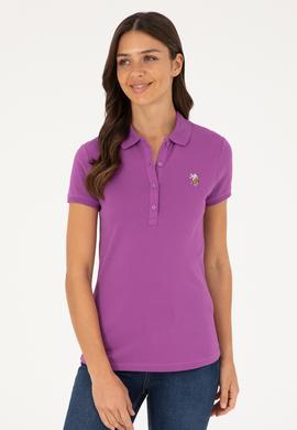 Kadın Mor Polo Yaka Tişört - 50280067146