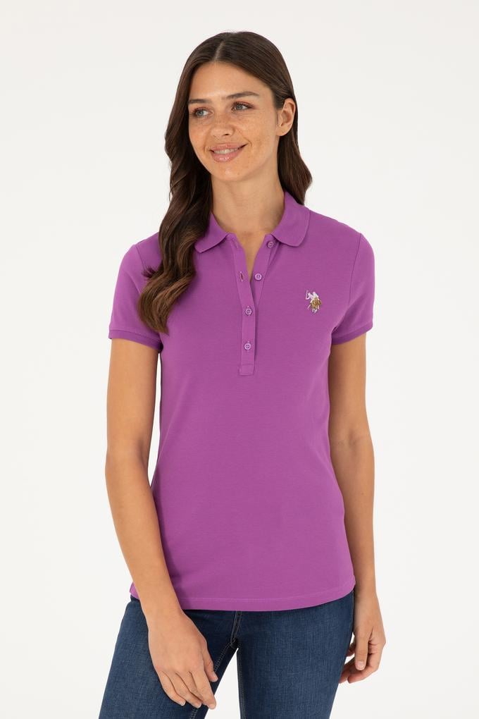 Kadın Mor Polo Yaka Tişört