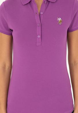 Kadın Mor Polo Yaka Tişört - 50280067146