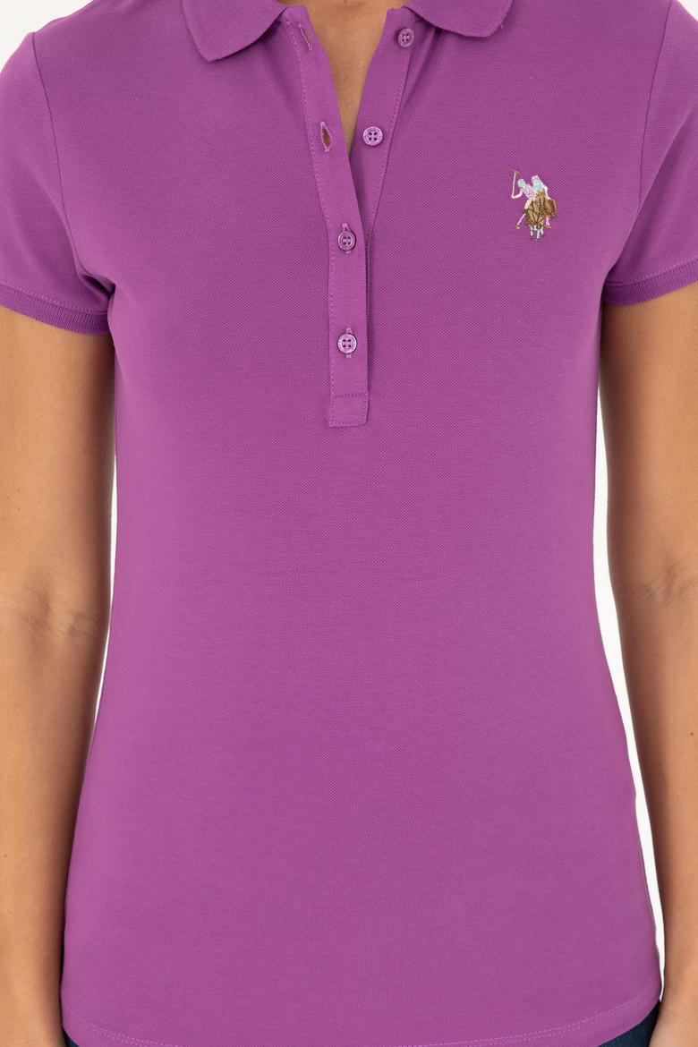 Kadın Mor Polo Yaka Tişört - 50280067146