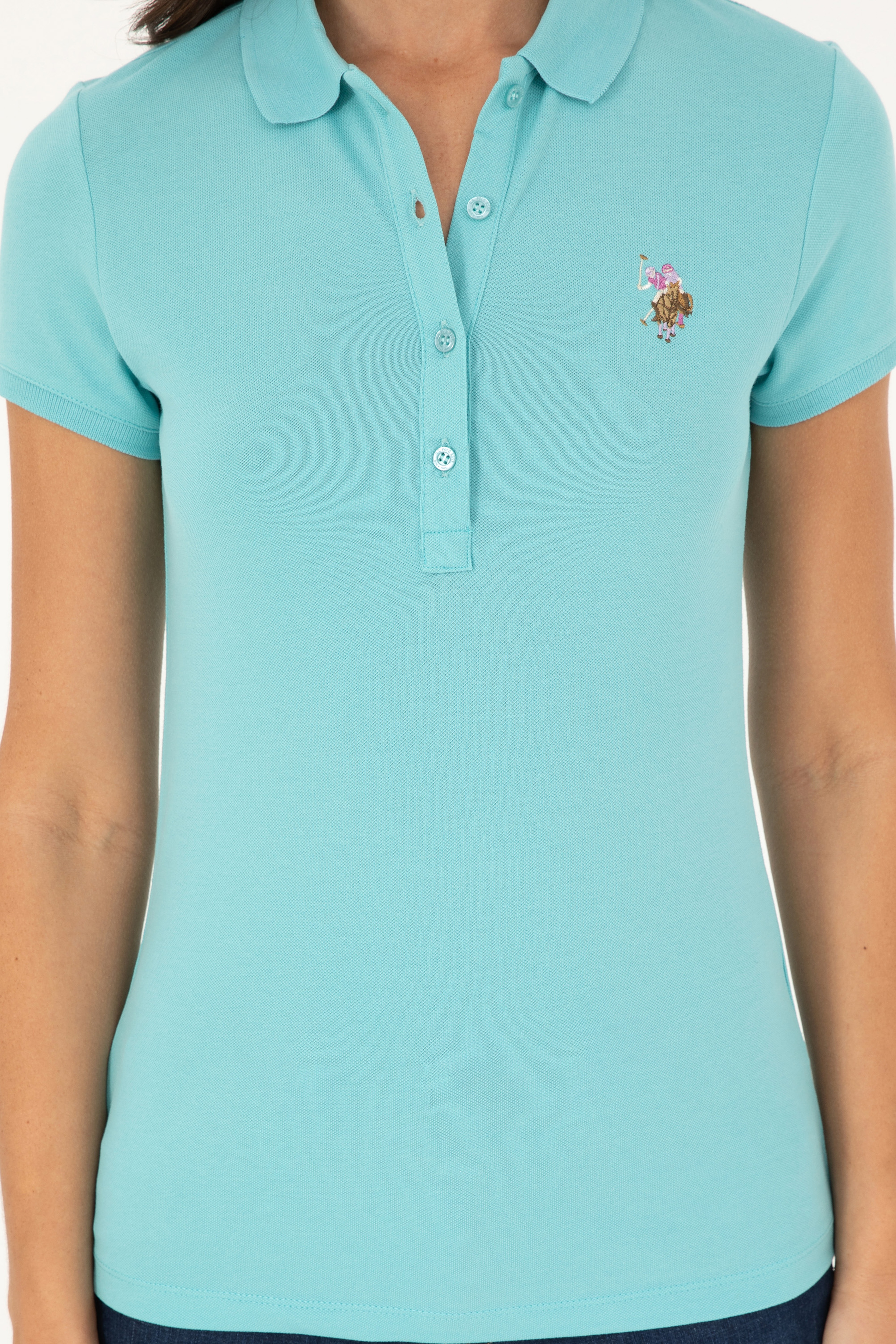 Kadın Mint Polo Yaka Tişört - Image 6