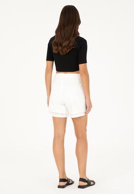 Kadın Ekru Dokuma Şort - 50282569004