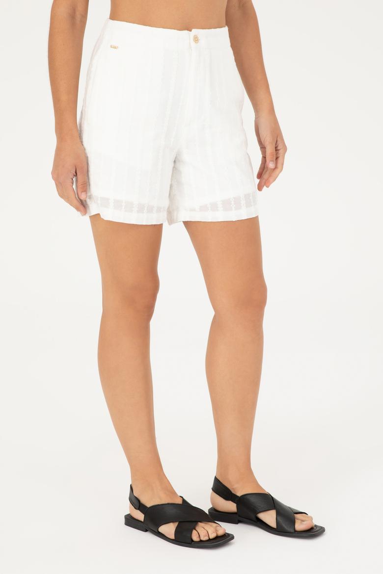 Kadın Ekru Dokuma Şort - 50282569004