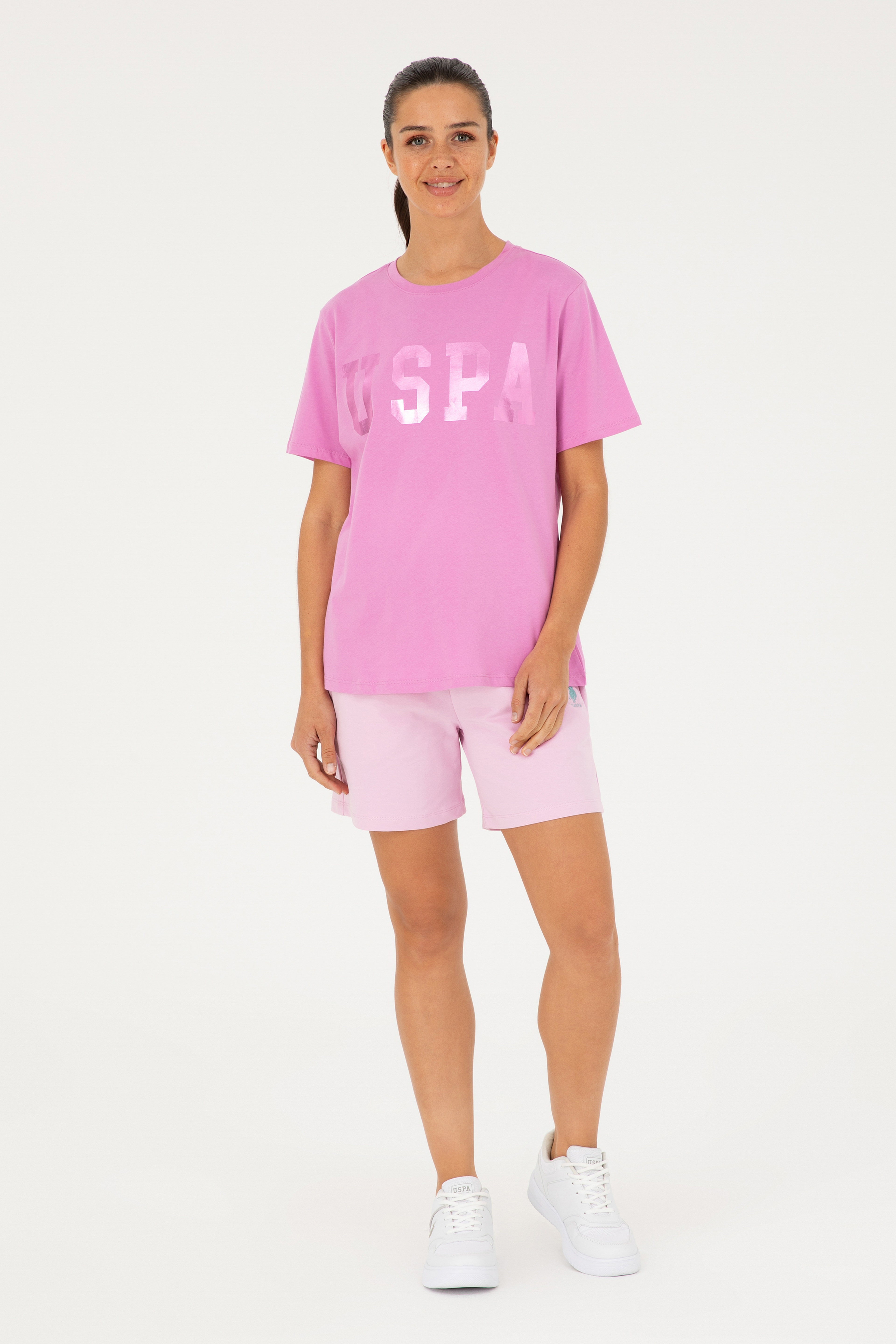 Kadın Pembe Örme Şort - Image 3