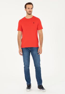 Erkek Regular Fit Bisiklet Yaka Kırmızı Basic Tişört - 50279632189