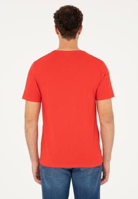 Erkek Regular Fit Bisiklet Yaka Kırmızı Basic Tişört - 50279632189