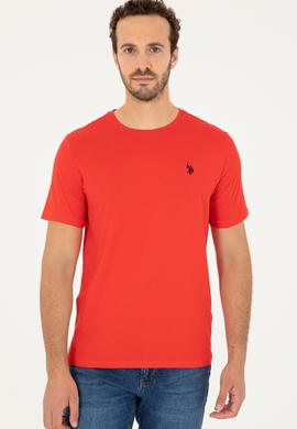 Erkek Regular Fit Bisiklet Yaka Kırmızı Basic Tişört - 50279632189