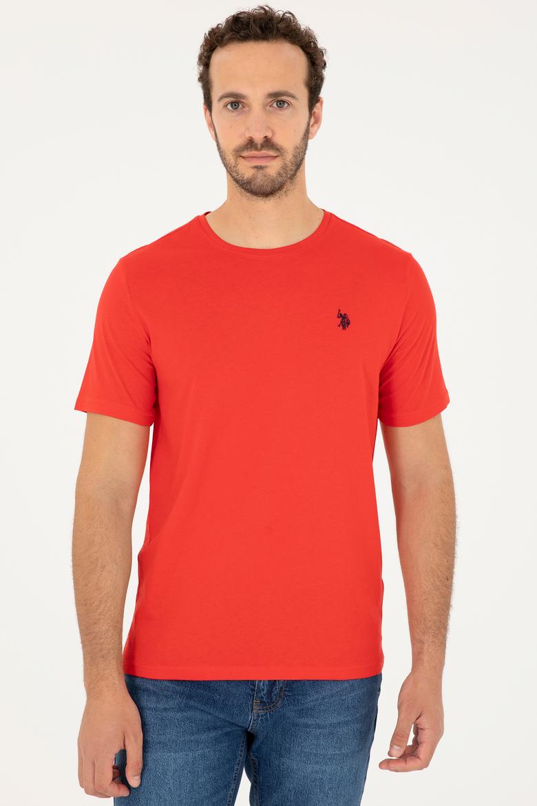 Erkek Regular Fit Bisiklet Yaka Kırmızı Basic Tişört - 50279632189