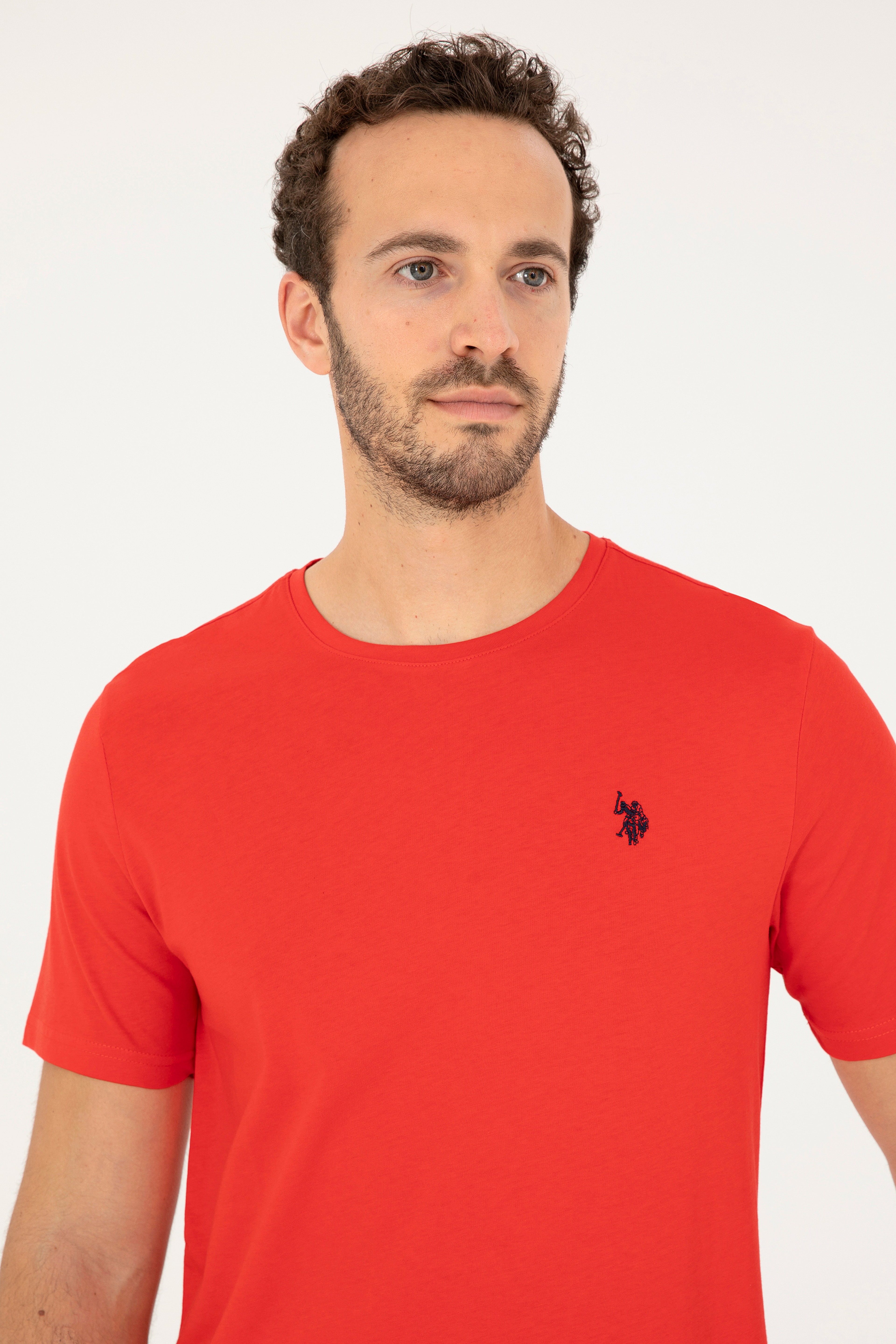 Erkek Regular Fit Bisiklet Yaka Kırmızı Basic Tişört - Image 2