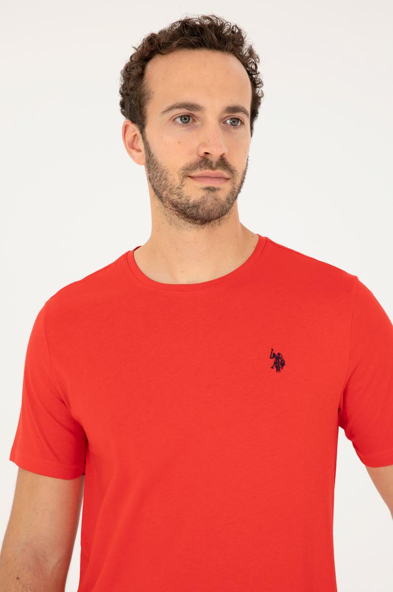 Erkek Regular Fit Bisiklet Yaka Kırmızı Basic Tişört