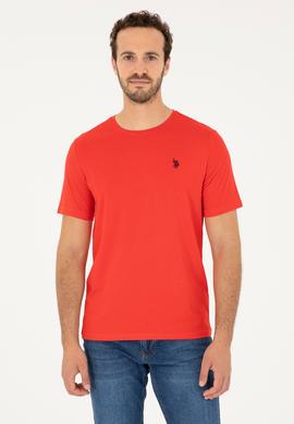 Erkek Regular Fit Bisiklet Yaka Kırmızı Basic Tişört - 50279632189