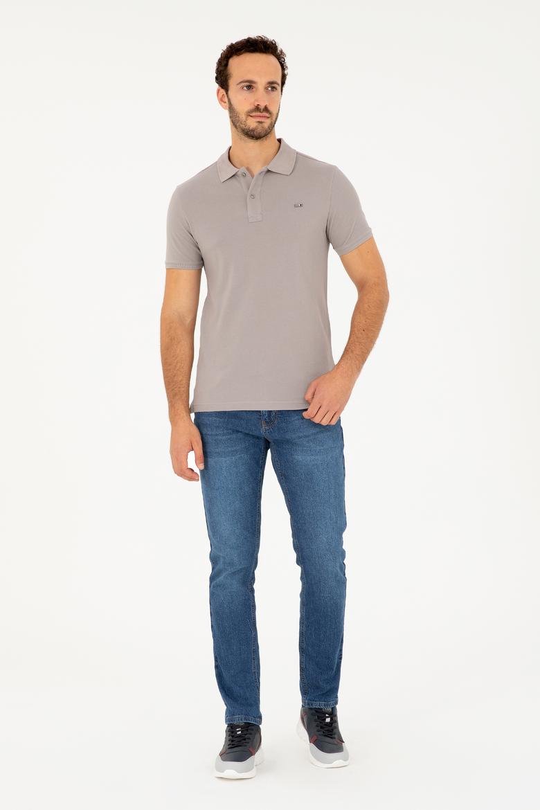 Erkek Koyu Gri Basic Tişört - 50279610066