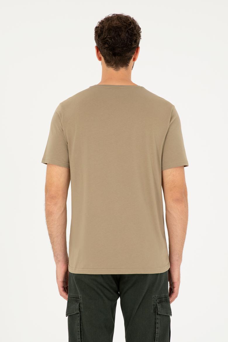 Erkek Haki Basic Tişört - 50279632163