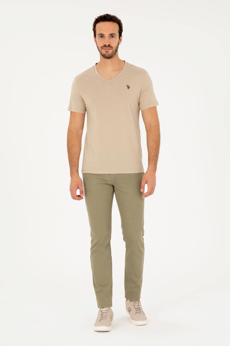 Erkek Açık Haki Basic Tişört - 50279574110