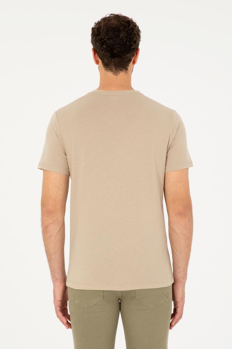Erkek Açık Haki Basic Tişört - 50279574110
