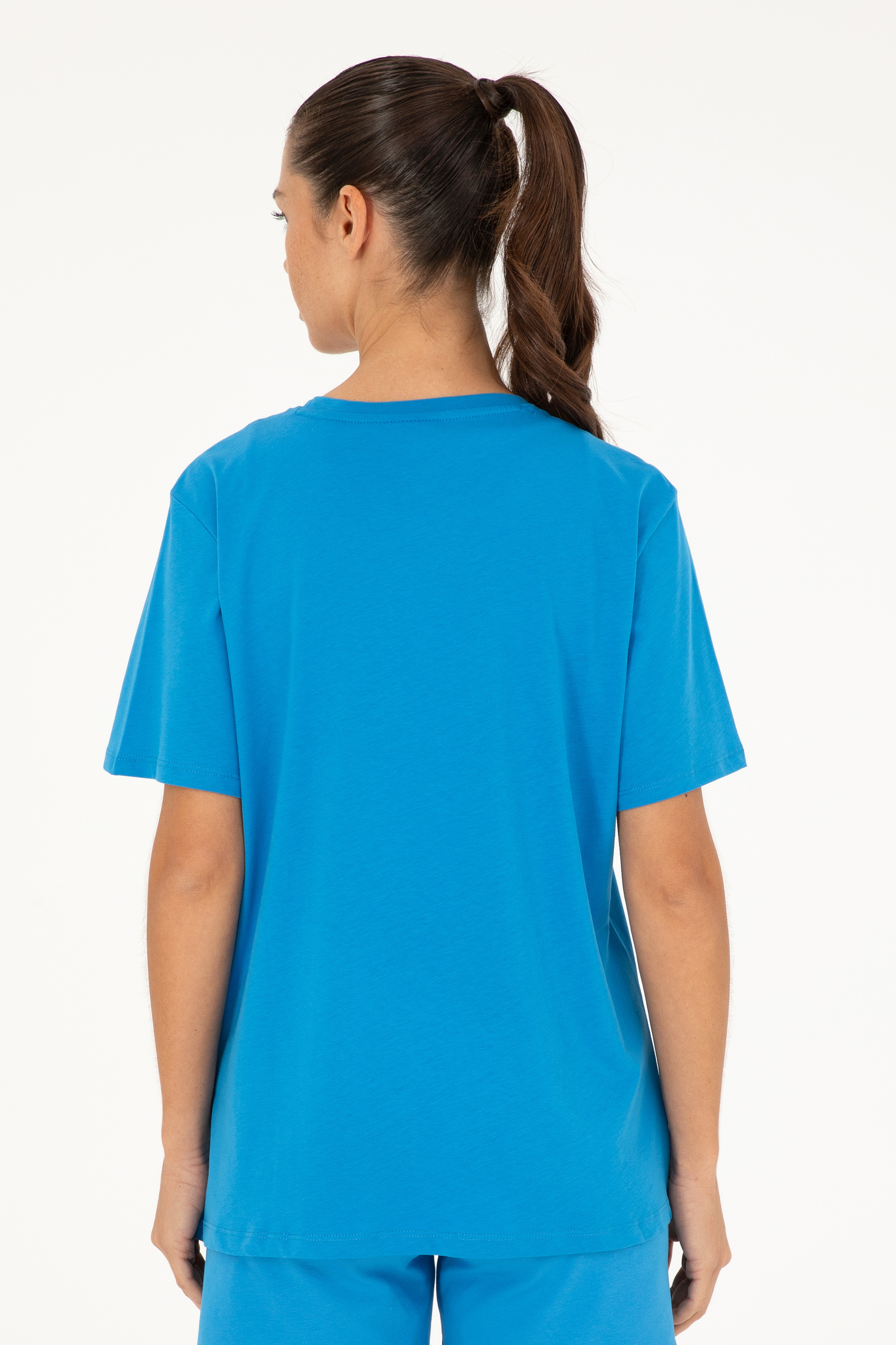 Kadın Saks Basic Tişört - Image 5