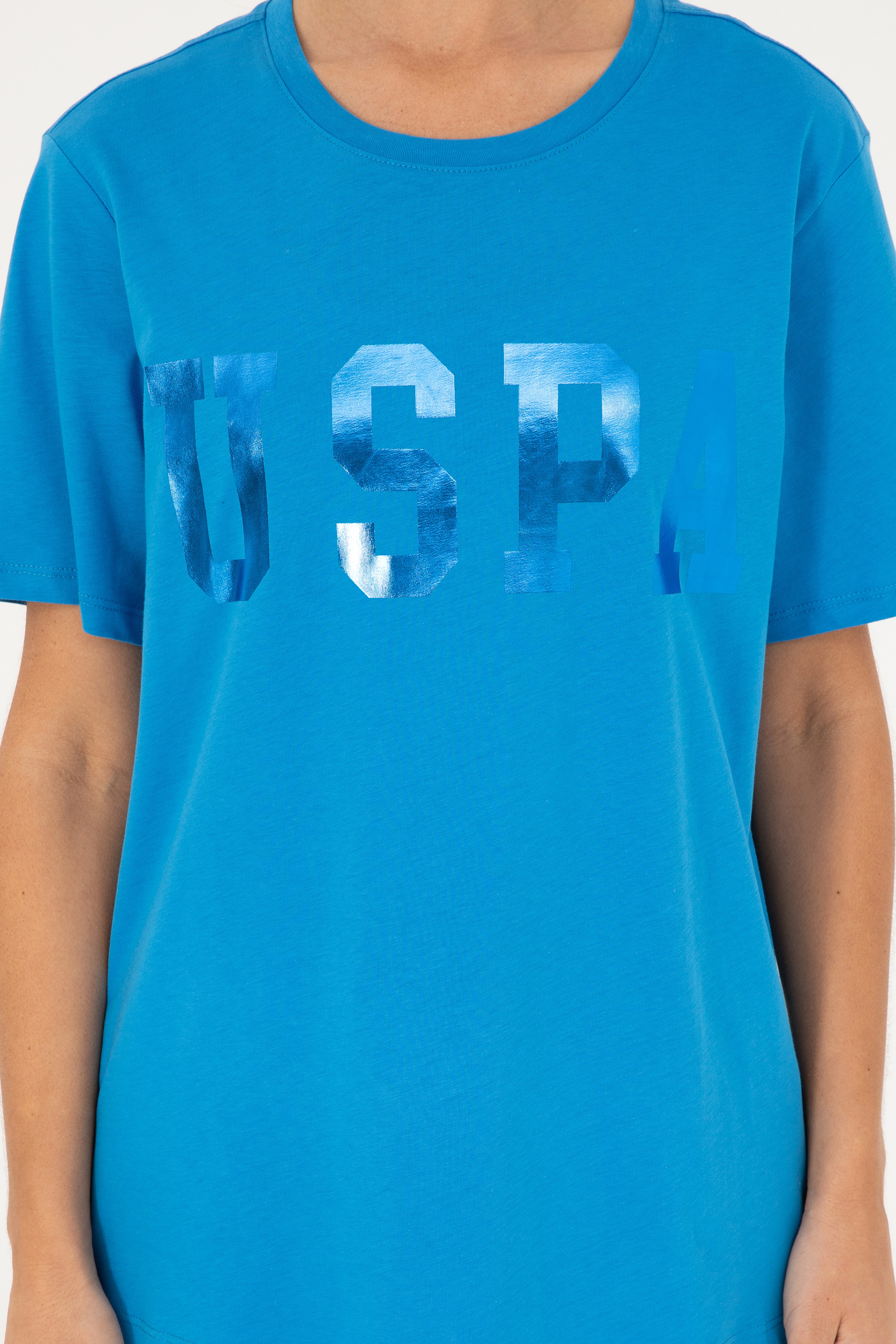 Kadın Saks Basic Tişört - Image 6