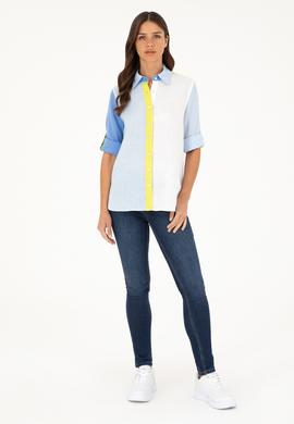 Kadın Açık Mavi Uzun Kollu Gömlek - 50283567005