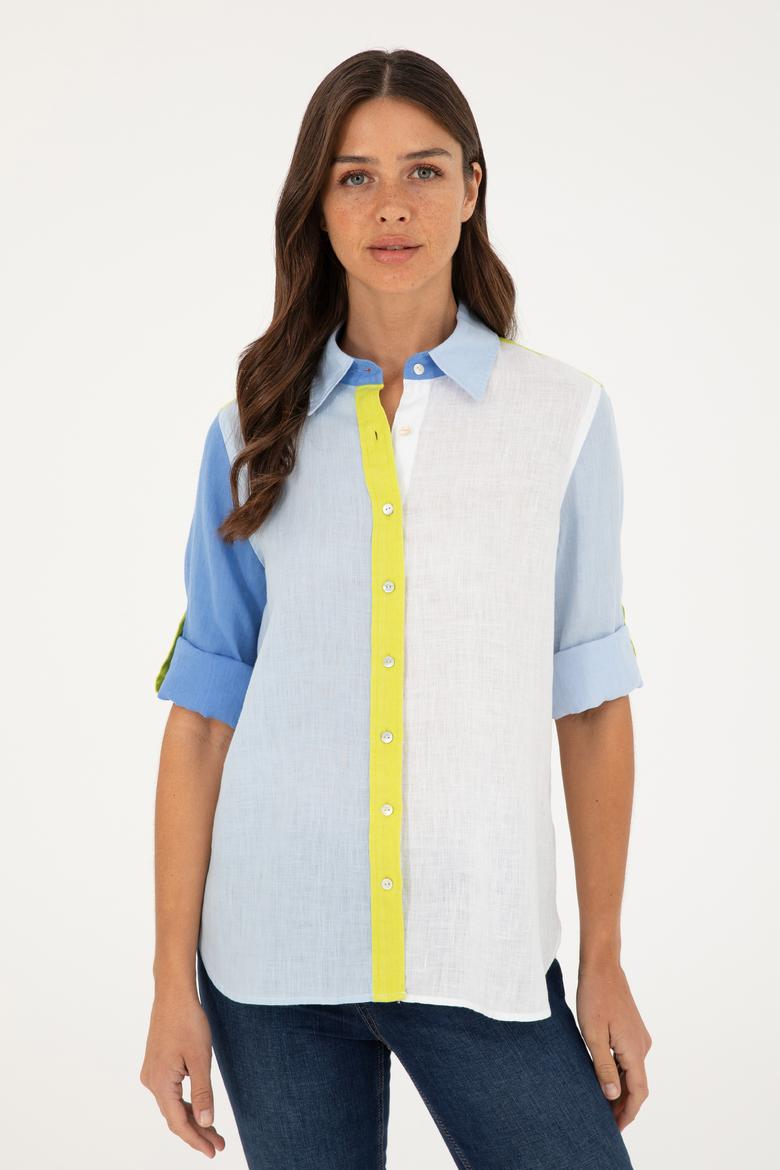 Kadın Açık Mavi Uzun Kollu Gömlek - 50283567005