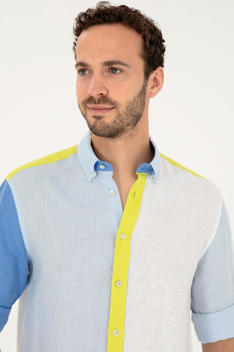 Erkek Açık Mavi Uzun Kollu Gömlek