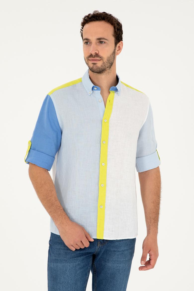 Erkek Açık Mavi Uzun Kollu Gömlek