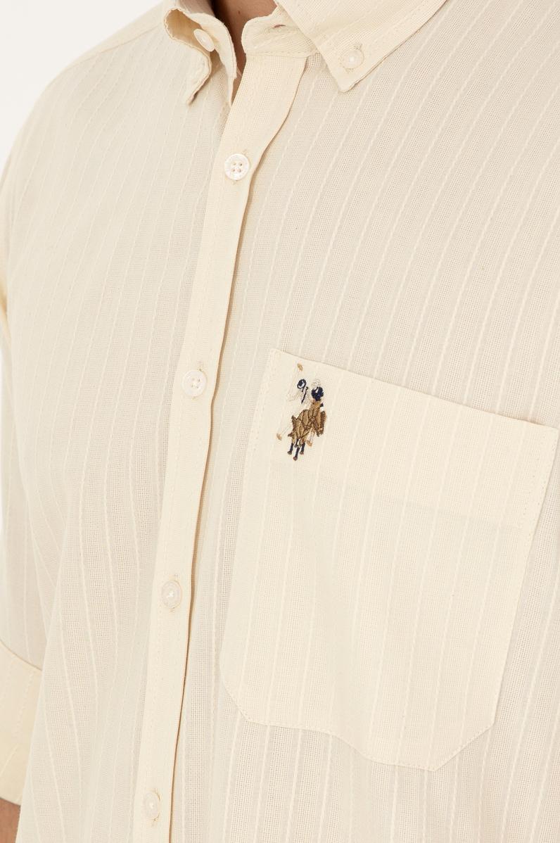 Erkek Ekru Uzun Kollu Gömlek