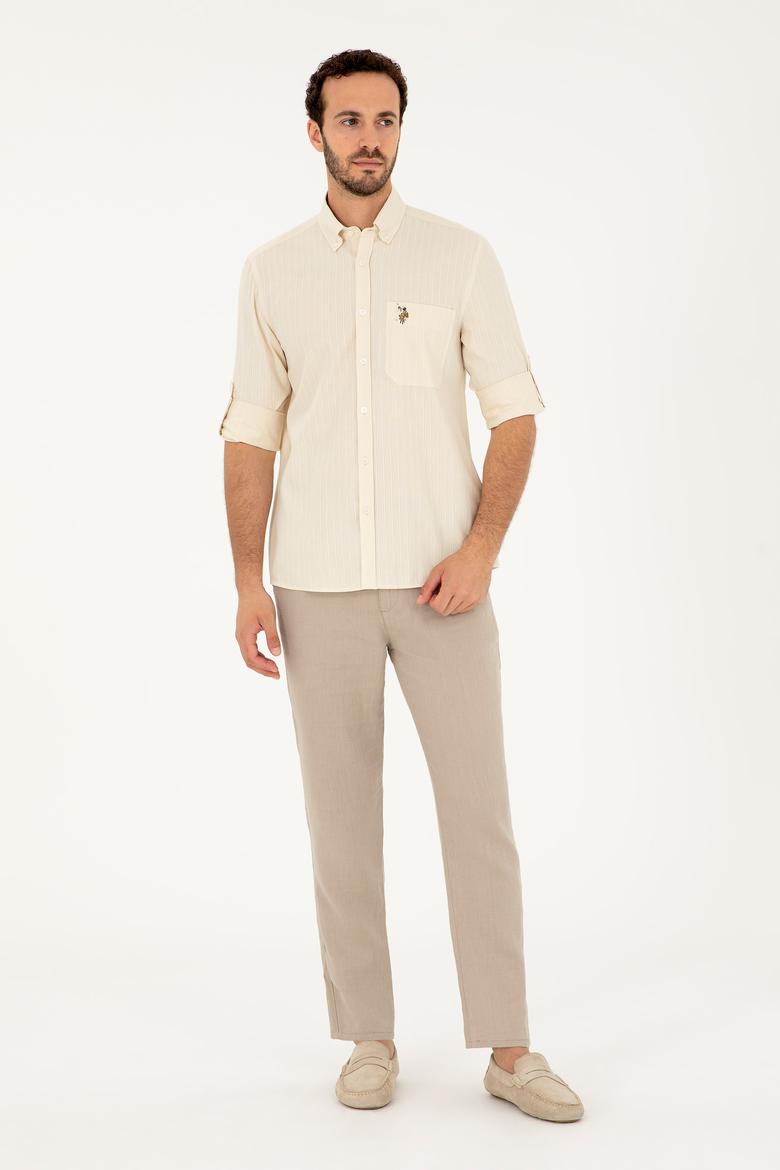 Erkek Ekru Uzun Kollu Gömlek - 50283806005