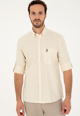 Erkek Ekru Uzun Kollu Gömlek - 50283806005