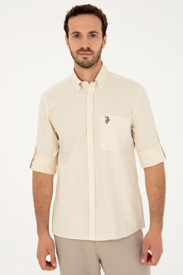 Erkek Ekru Uzun Kollu Gömlek - 50283806005