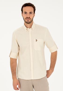 Erkek Ekru Uzun Kollu Gömlek - 50283806005