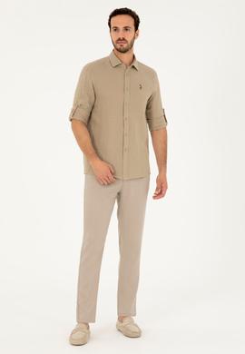 Erkek Açık Haki Uzun Kollu Gömlek - 50283723007