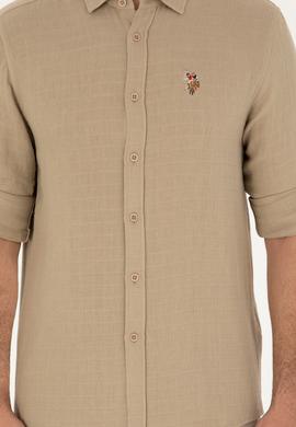 Erkek Açık Haki Uzun Kollu Gömlek - 50283723007