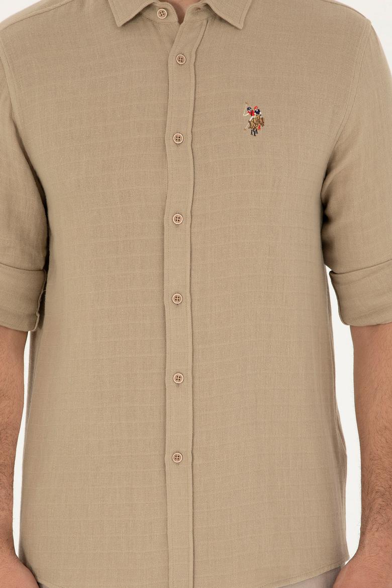 Erkek Açık Haki Uzun Kollu Gömlek - 50283723007