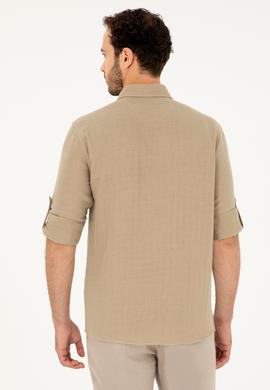 Erkek Açık Haki Uzun Kollu Gömlek - 50283723007